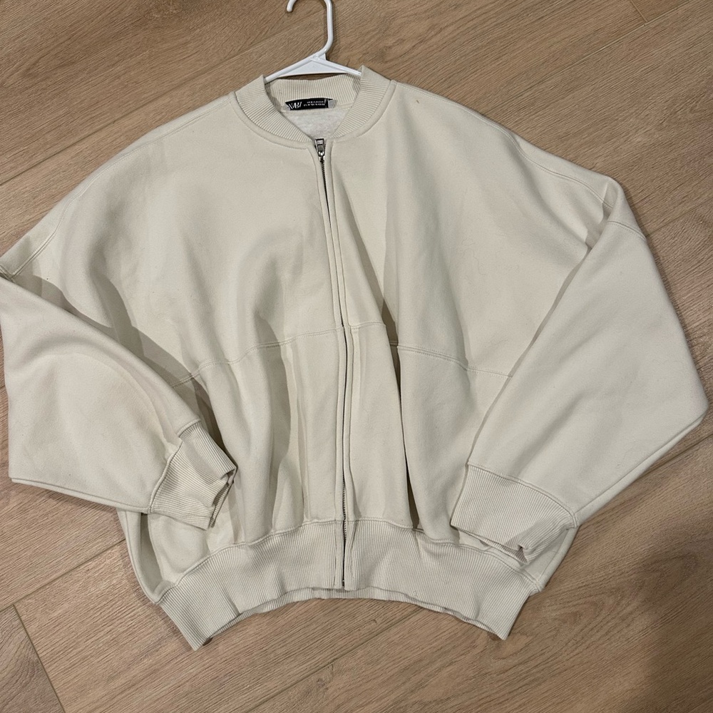 Zara Cream Bomber Jacket